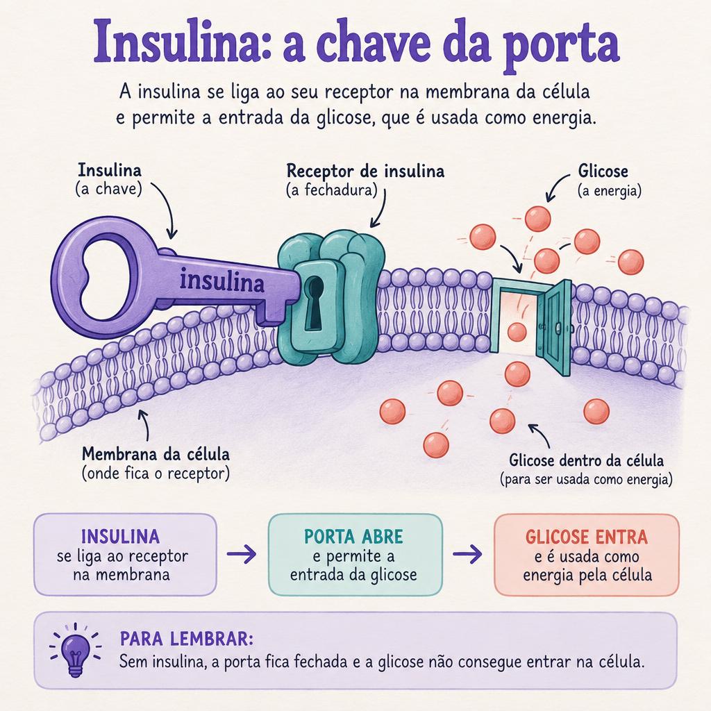 Guia visual: insulina como chave da porta